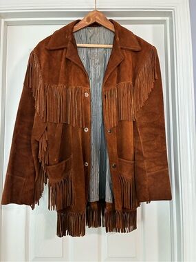 Men's Brown Suede Fringe Jacket - Classic Western Style